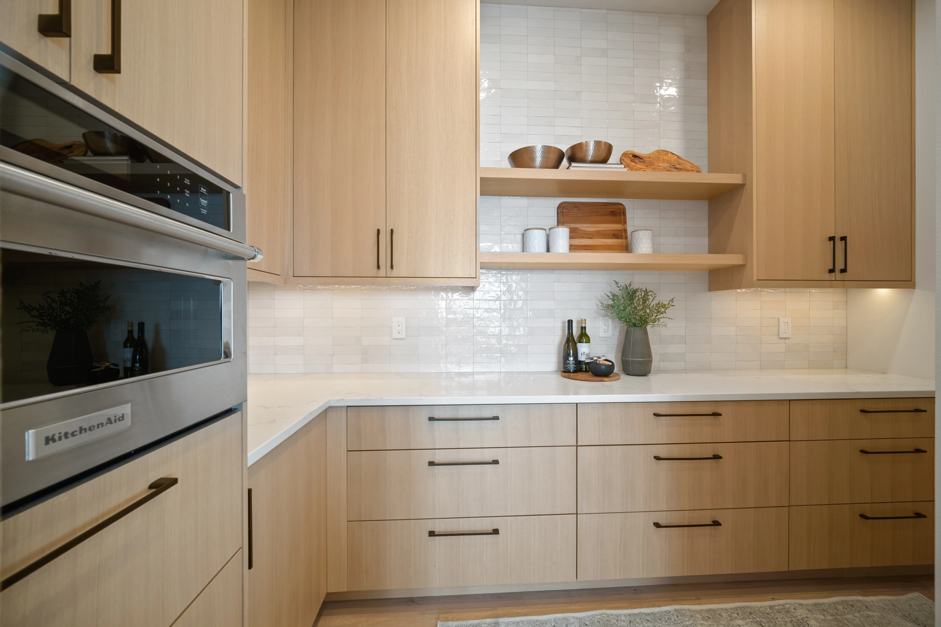 Built in oven and wood cabinets